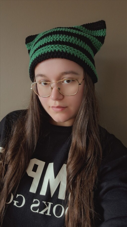 Gehaakte muts 'Black & green'