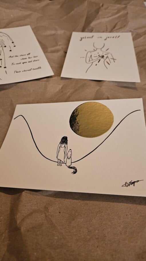 Set van 9 postcards | Girlpower en zelfliefde | met gouden folie