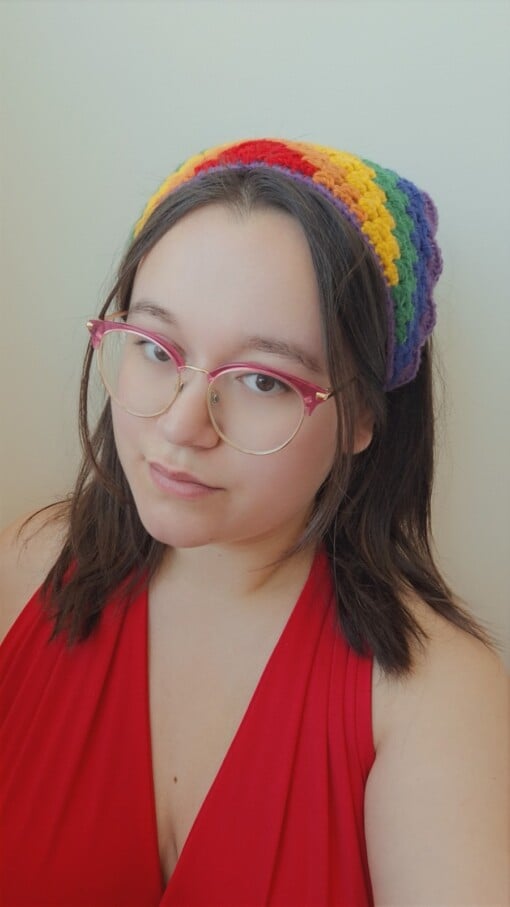 Gehaakte bandana 'Pride regenboog vlag'