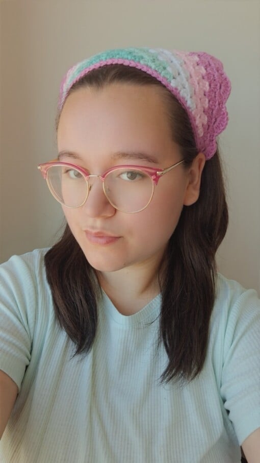 Gehaakte bandana 'Lavendel & munt'