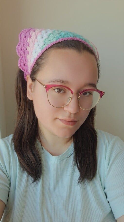 Gehaakte bandana 'Lavendel & munt'