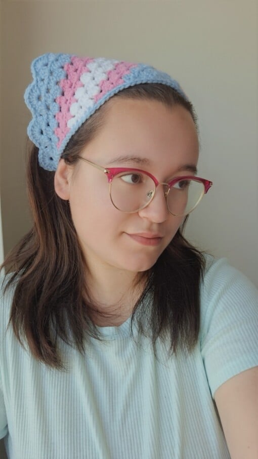 Gehaakte bandana 'Transgender vlag'