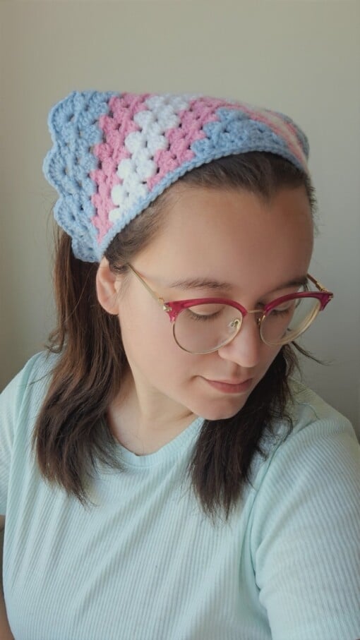 Gehaakte bandana 'Transgender vlag'