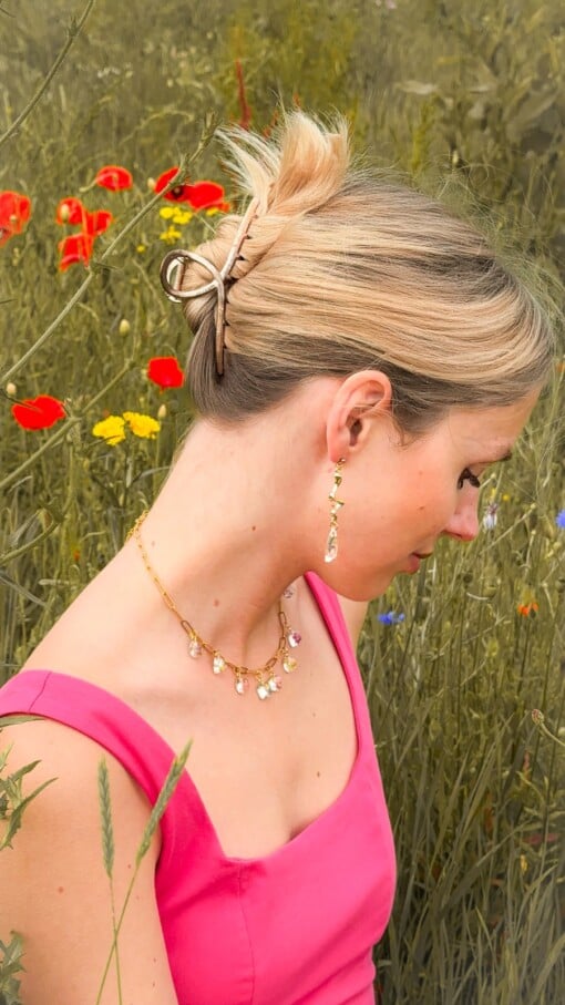 Kleurrijke Bedelketting met Bedels met Echte Bloemen uit Den Haag (Jardin d'Été)