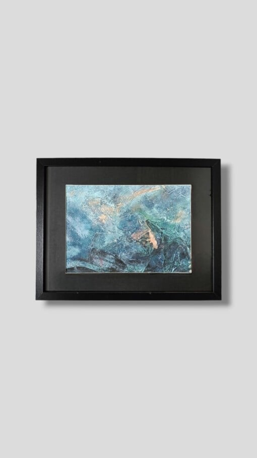 Abstract schilderij - ocean breeze - blauw goud met passe partout
