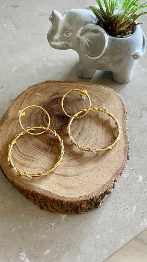 Gouden 2-loops oorbellen / dubbele creolen – minimalistisch & boho