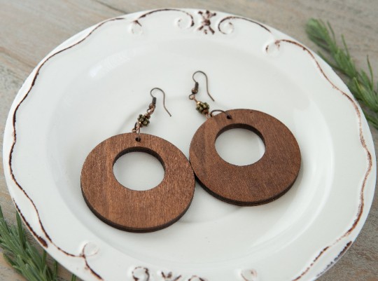 Houten oorbellen bruin/brons - 109329 Houten oorbellen bruin/brons