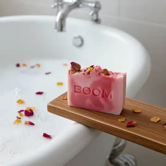 Handmade Rozenzeep met werkzame kruiden- geur: roos - 106957 Handmade Rozenzeep met werkzame kruiden- geur: roos