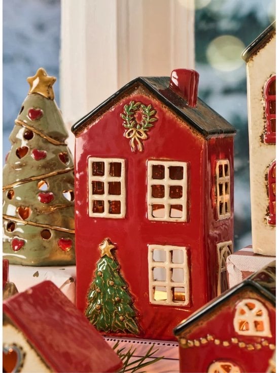 Keramieken Huisje / Kerst Waxinelichthouder Ib Laursen