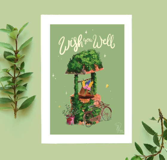 Kaart Wish you well geluks wens kaart wensput