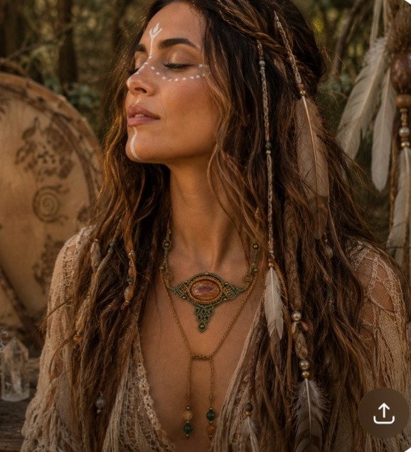 Handgemaakte dubbele macramé ketting Amaya  met agaat en toermalijn- Earth Spirit collectie