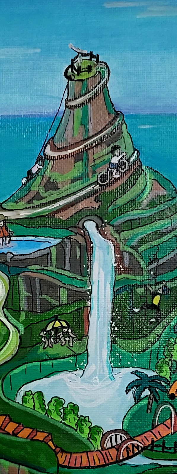 Canvas 25x25 'Vakantie eiland' origineel acryl schilderij - 152163 Canvas 25x25 'Vakantie eiland' origineel acryl schilderij
