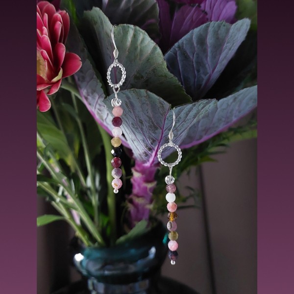 Silver natuurlijke Toermalijn oorbellen