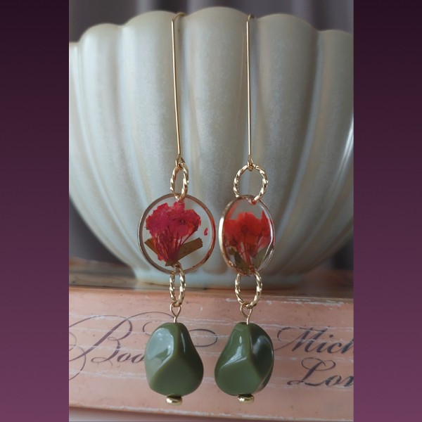 Wilde bloemen oorbellen - groen