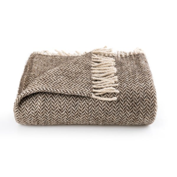 Ladira 100% Wol Plaid – Bruin – 130×170 cm - 99593 Ladira 100% Wol Plaid – Bruin – 130×170 cm