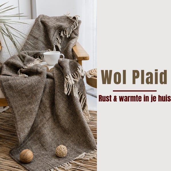 Ladira 100% Wol Plaid – Bruin – 130×170 cm - 99594 Ladira 100% Wol Plaid – Bruin – 130×170 cm