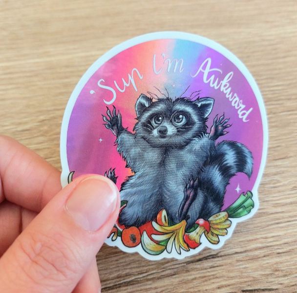 Sticker awkward trashpanda holografisch vaatwasser proof - 135208 Sticker awkward trashpanda holografisch vaatwasser proof