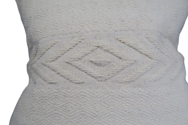 Handgeweven wit balk in het midden schapenwollen kussen (bank of woonkamer)