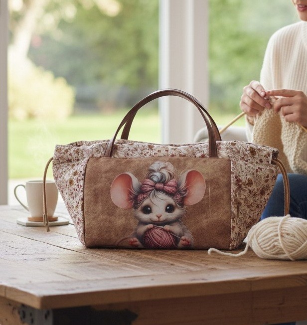 Projecttas muis – breitas & haaktas – garen tas met vakken – handwerktas katoen