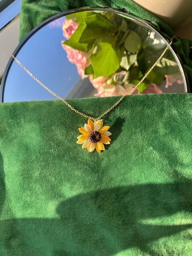 Micro Gehaakte Zonnebloem Ketting