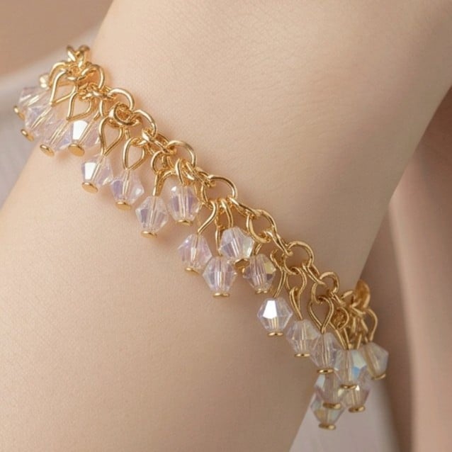 Golden Crystal Cascade Armband
