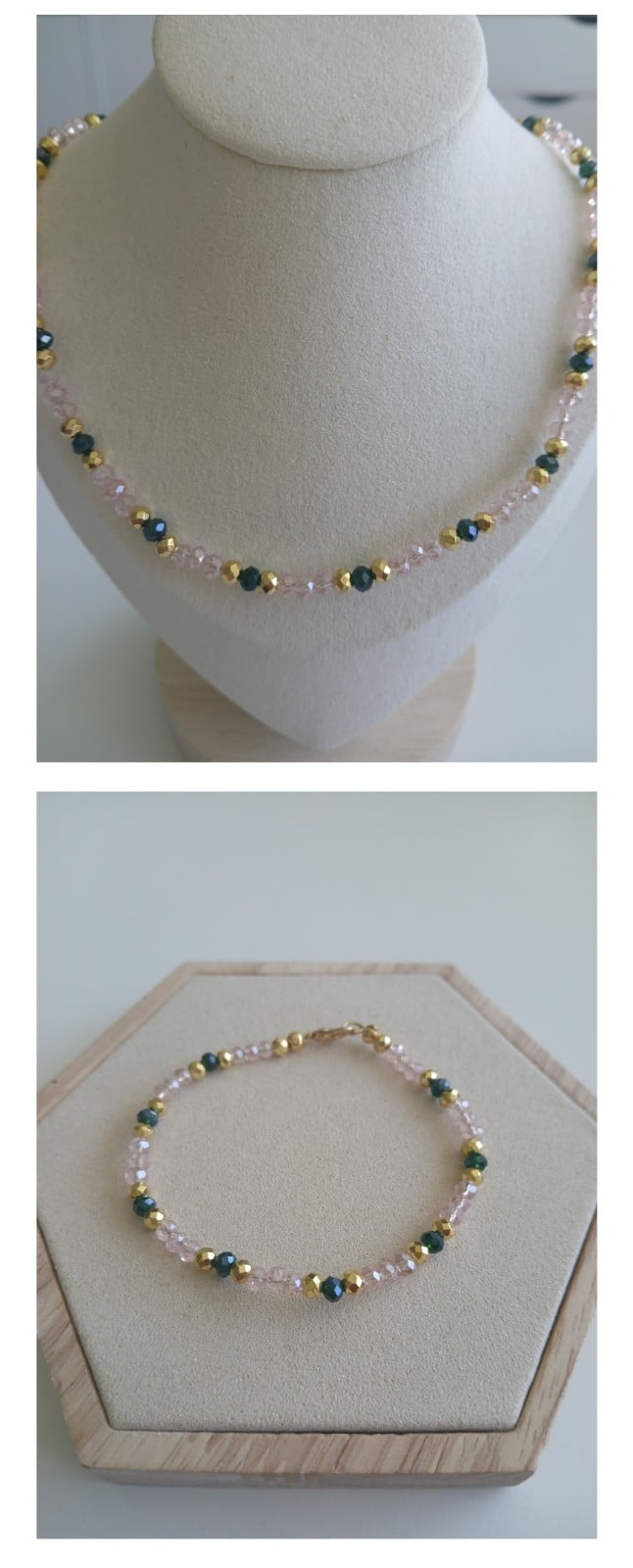 Handgemaakte Sieradenset met Facetkralen – Ketting en Armband Set voor Dames