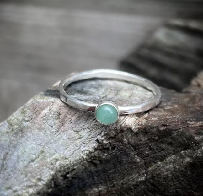 Handgemaakte Groene Aventurijn Ring van Sterling Zilver ✨💚