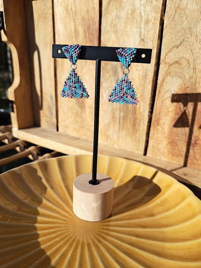 Handgemaakte oorbellen met kralen – Kleine confetti oorbellen 3,5 c… - 78051 Handgemaakte oorbellen met kralen – Kleine confetti oorbellen 3,5 cm in blauw en paars