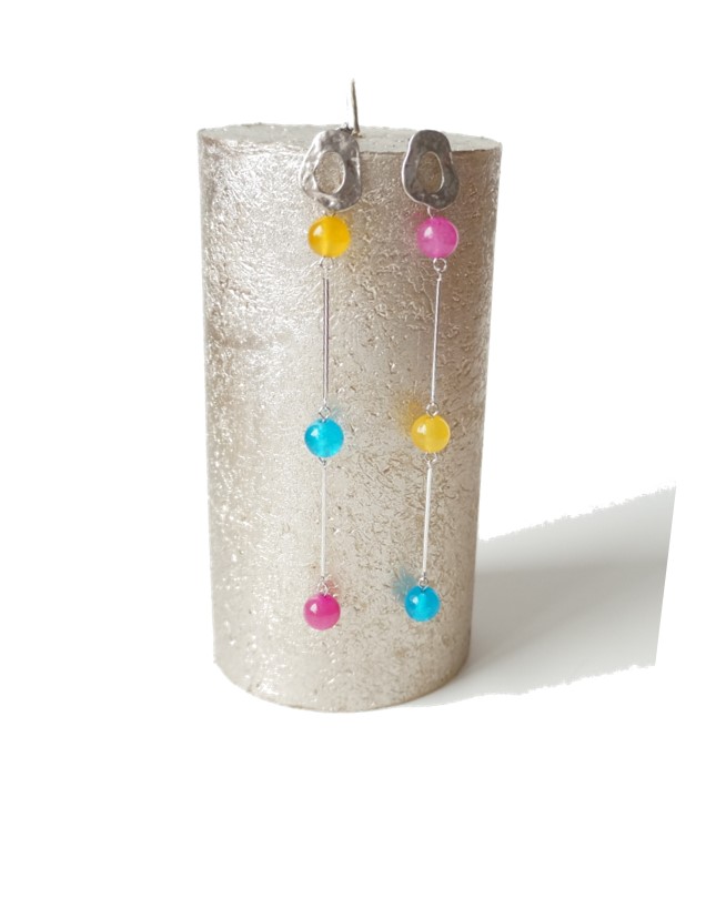 Jade statement earrings with silver studs