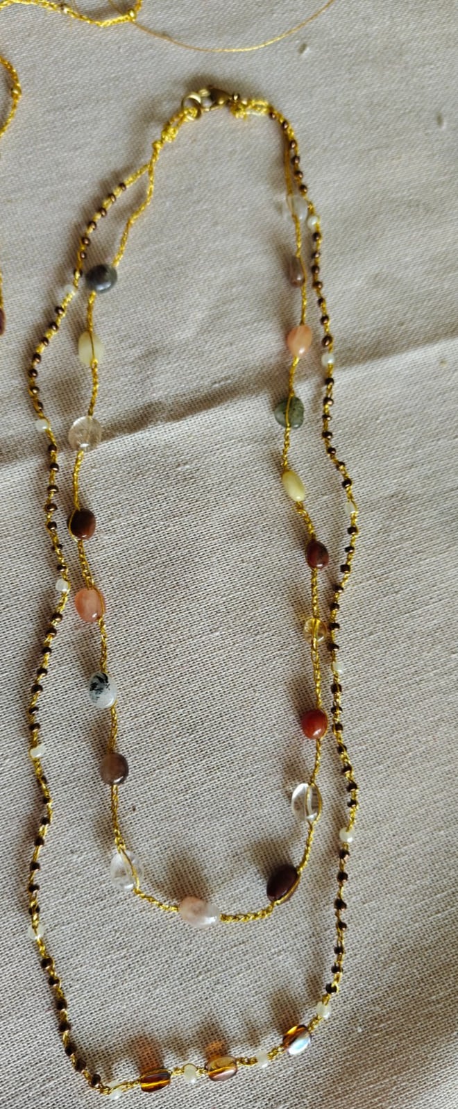 Unieke gehaakte ketting edelstenen - 124585 Unieke gehaakte twin-ketting edelstenen