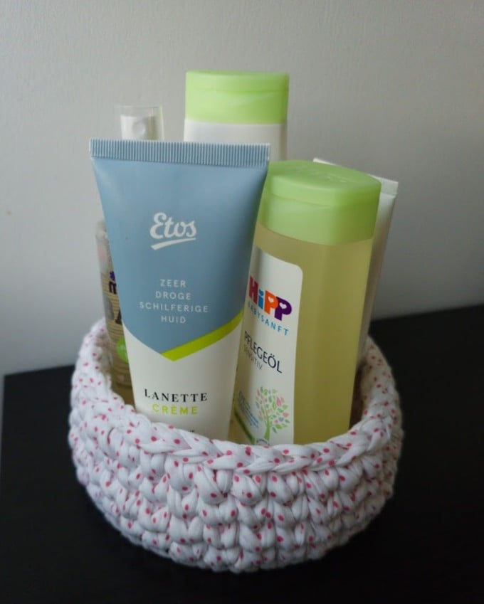 Set van 3 gestippelde gehaakte mandjes | Babykamer opbergset - 150623 Set van 3 gestippelde gehaakte mandjes | Babykamer opbergset