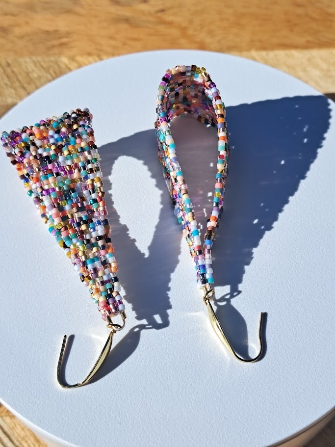 Handgemaakte kleurrijke kralenoorbellen – unieke brick stitch oorbe… - 151686 Handgemaakte kleurrijke kralenoorbellen – unieke brick stitch oorbellen van Miyuki kralen