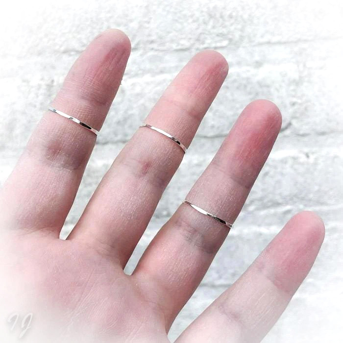 Handgemaakte set sterling zilveren stapelringen  (3 stuks)