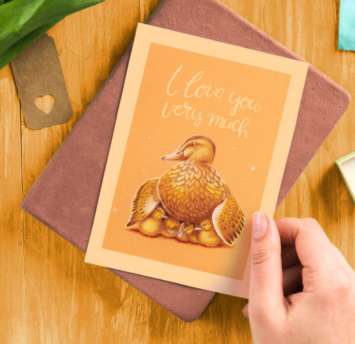 Wens kaart verjaardag Moeder eend I love you very much