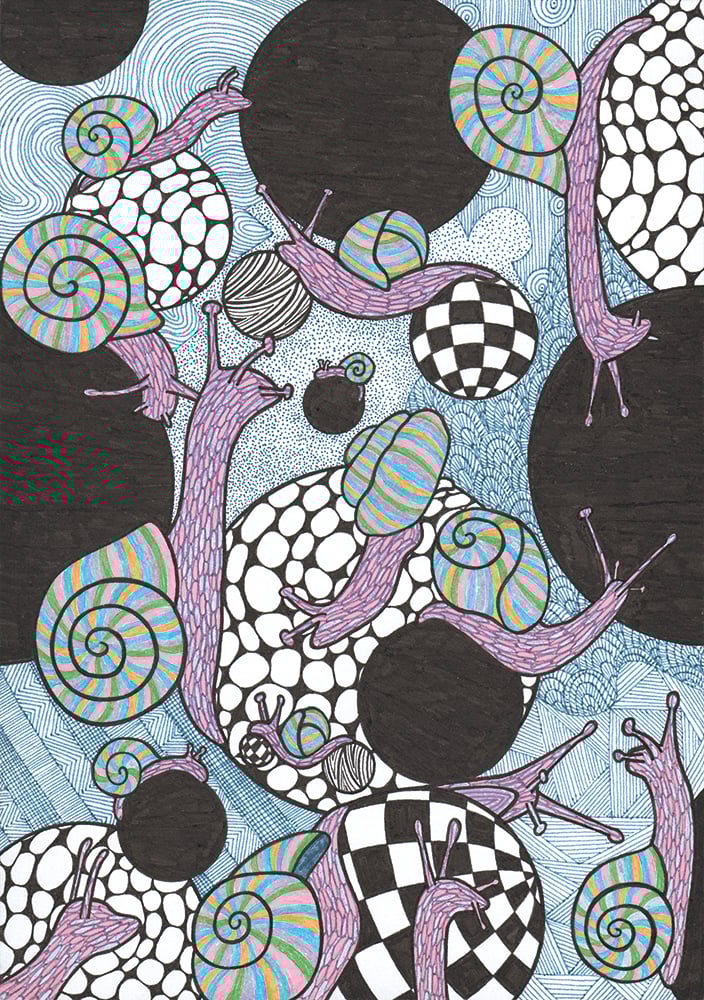 17-black-h-66636334-6365-3633-3865-313334633536-v3.jpeg Slakken Tekening - Zwart en Witte bollen - Art Print - Kunst - Black Hole Snails