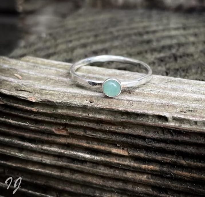 Handgemaakte Groene Aventurijn Ring van Sterling Zilver ✨💚