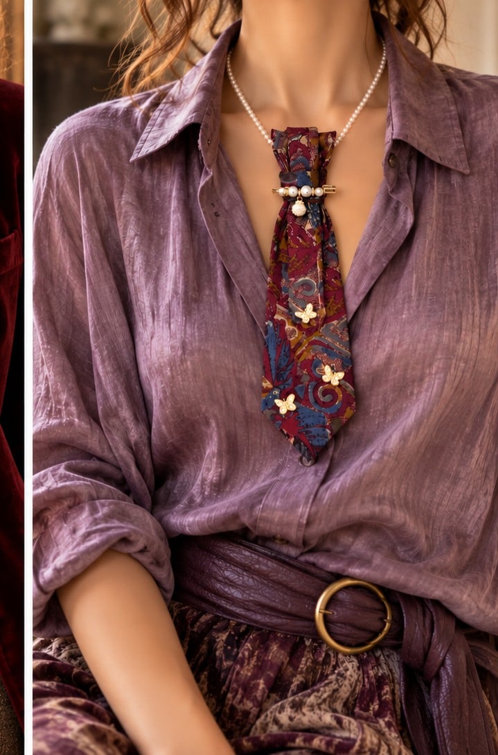 Stropdas ketting Tie necklace Stropdas met ketting en broche meerkleu… - 151953 Stropdas ketting Tie necklace Stropdas met ketting en broche meerkleurig