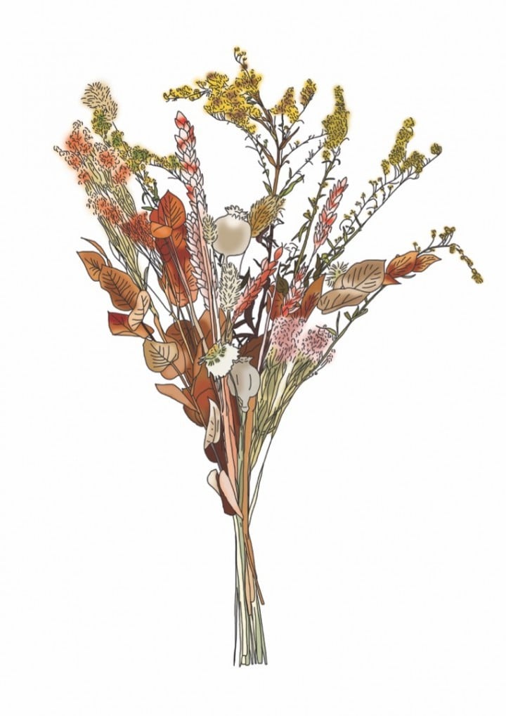 Flower Bouquet – botanische poster met droogbloemen - 139386 Flower Bouquet – botanische poster met droogbloemen