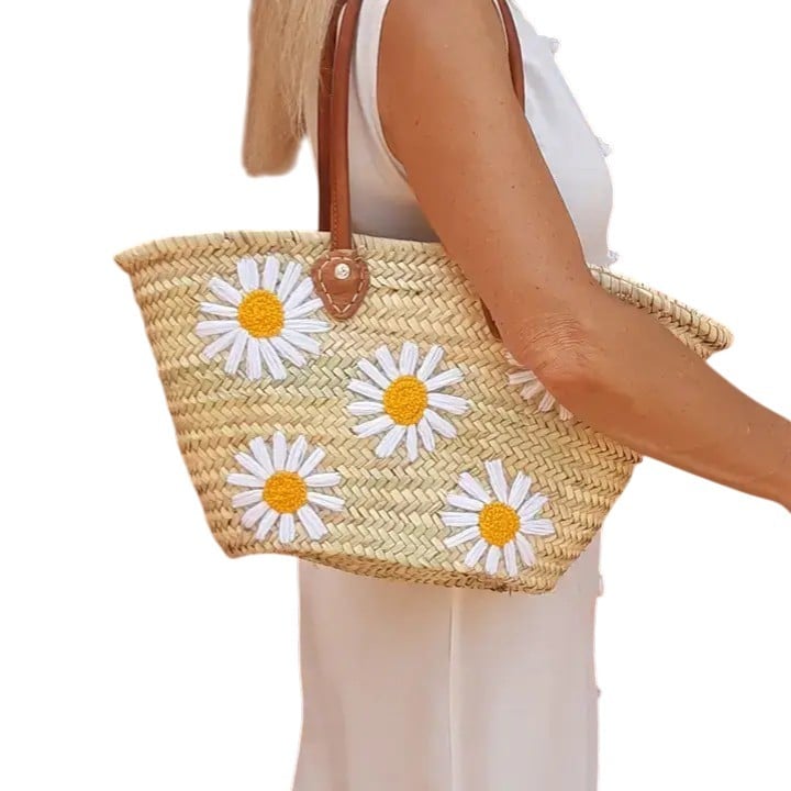 Straw Beach Bag with Pom Poms, Handmade French Market Tote, Boho Wove… - 132523 Straw Beach Bag with Pom Poms, Handmade French Market Tote, Boho Woven Basket Bag, Summer Beach Tote, Unique Gift for Her