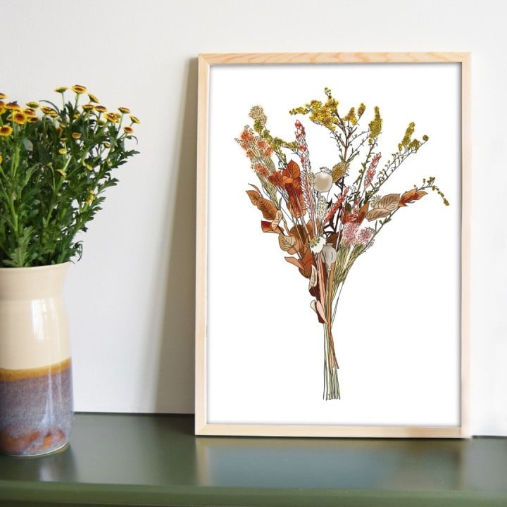 Flower Bouquet – botanische poster met droogbloemen - 139385 Flower Bouquet – botanische poster met droogbloemen