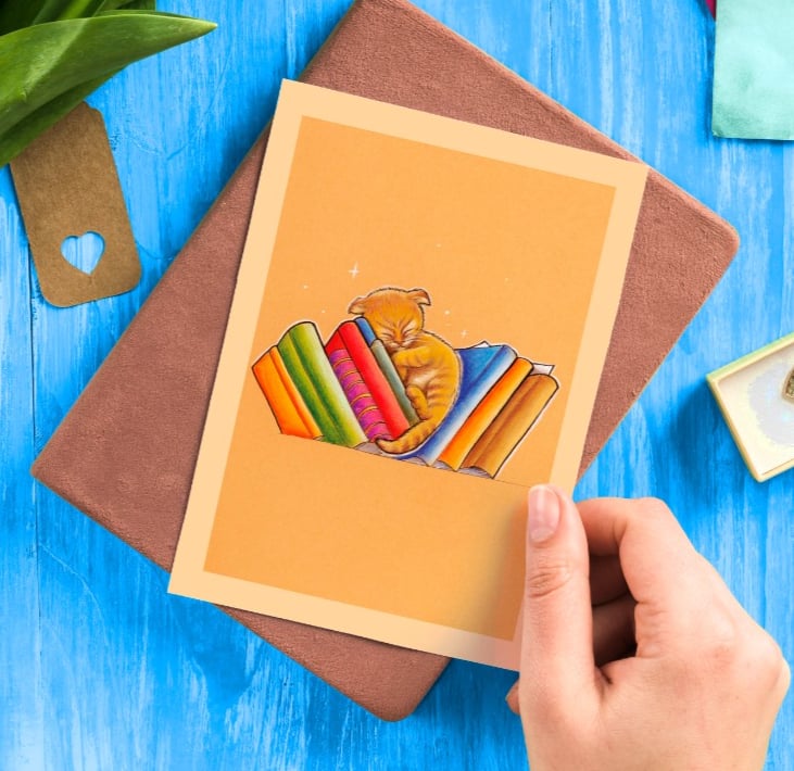 Wens kaart verjaardag Kitten boeken - 85384 Wens kaart verjaardag Kitten boeken