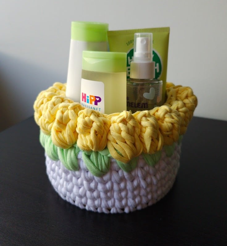 Set van 2 gele gehaakte mandjes | Babykamer opbergset - 150641 Set van 2 gele gehaakte mandjes | Babykamer opbergset