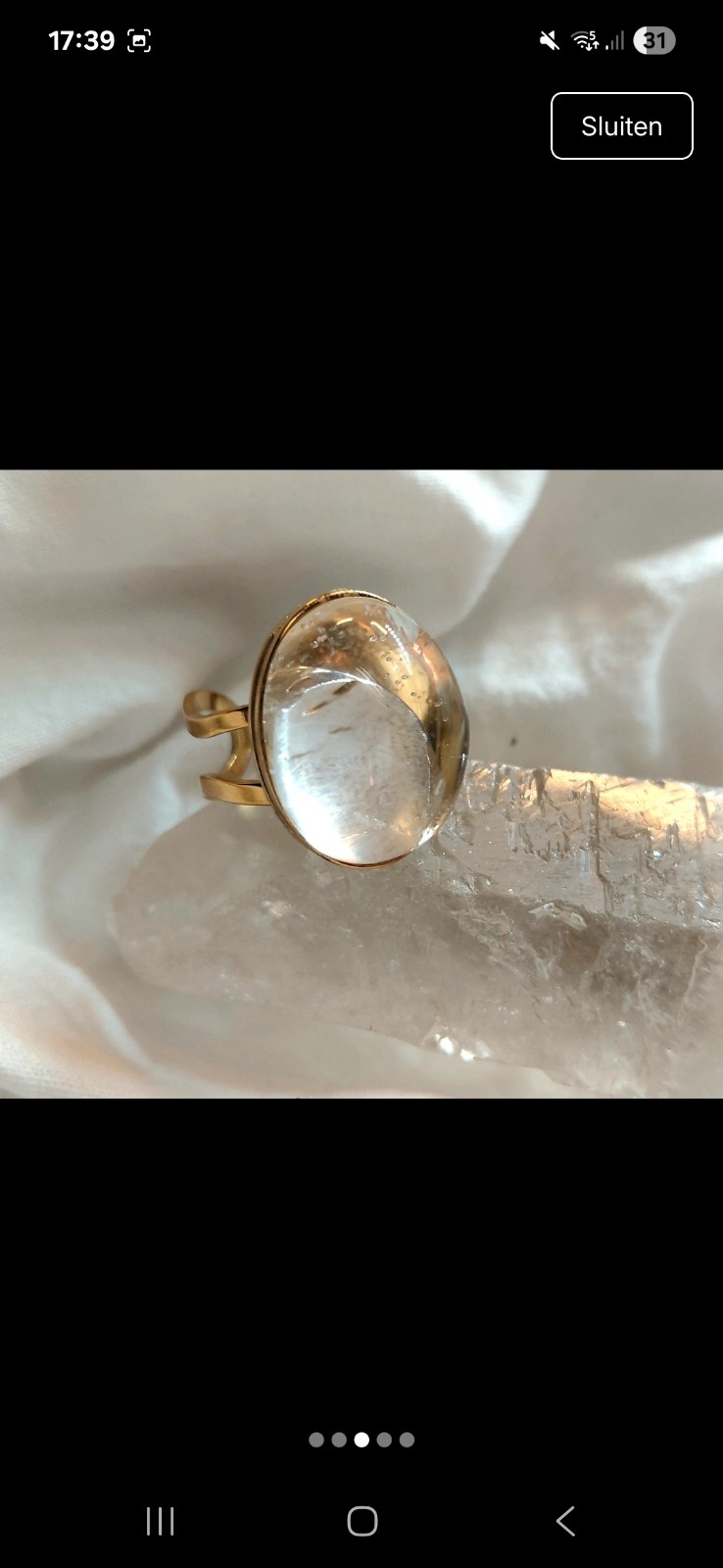 Verstelbare ring met bergkristal