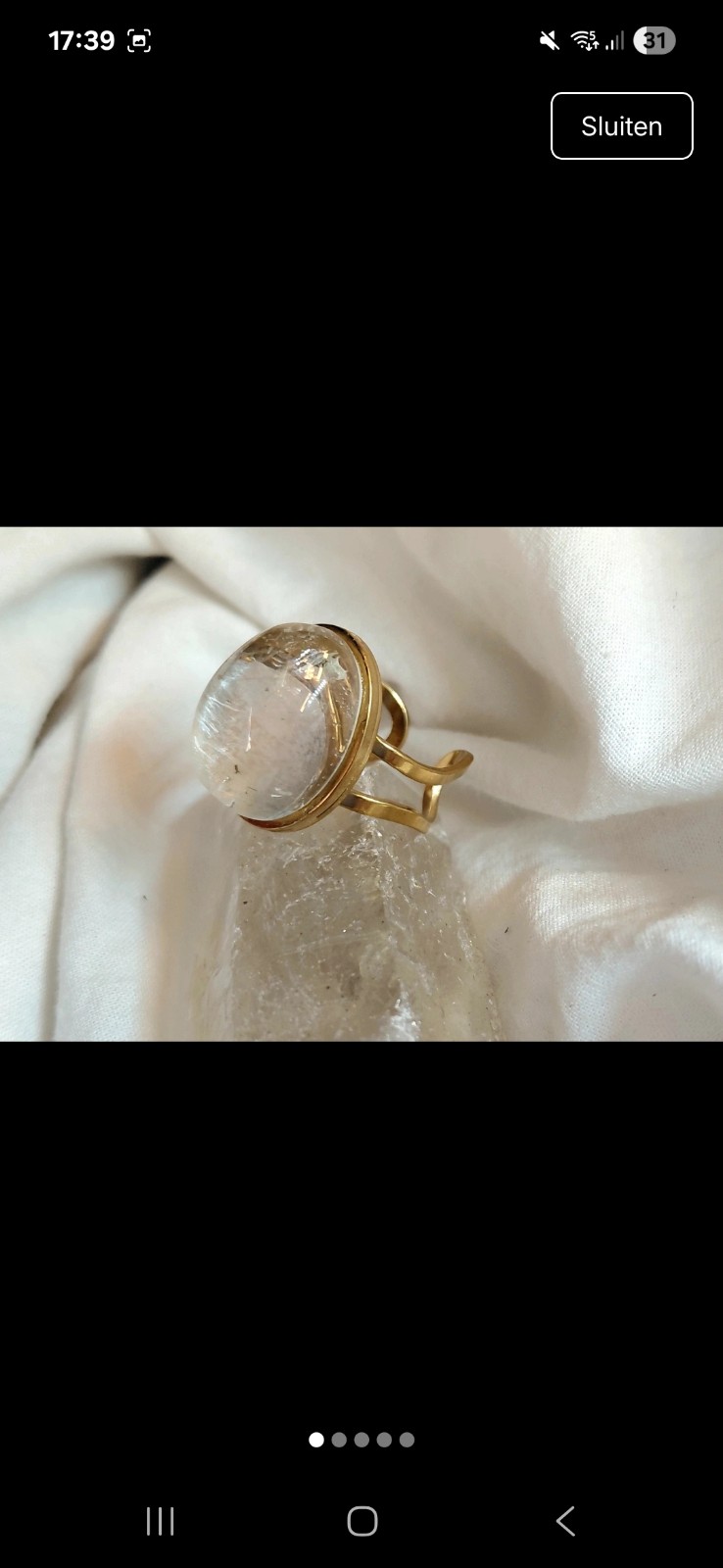 Verstelbare ring met bergkristal