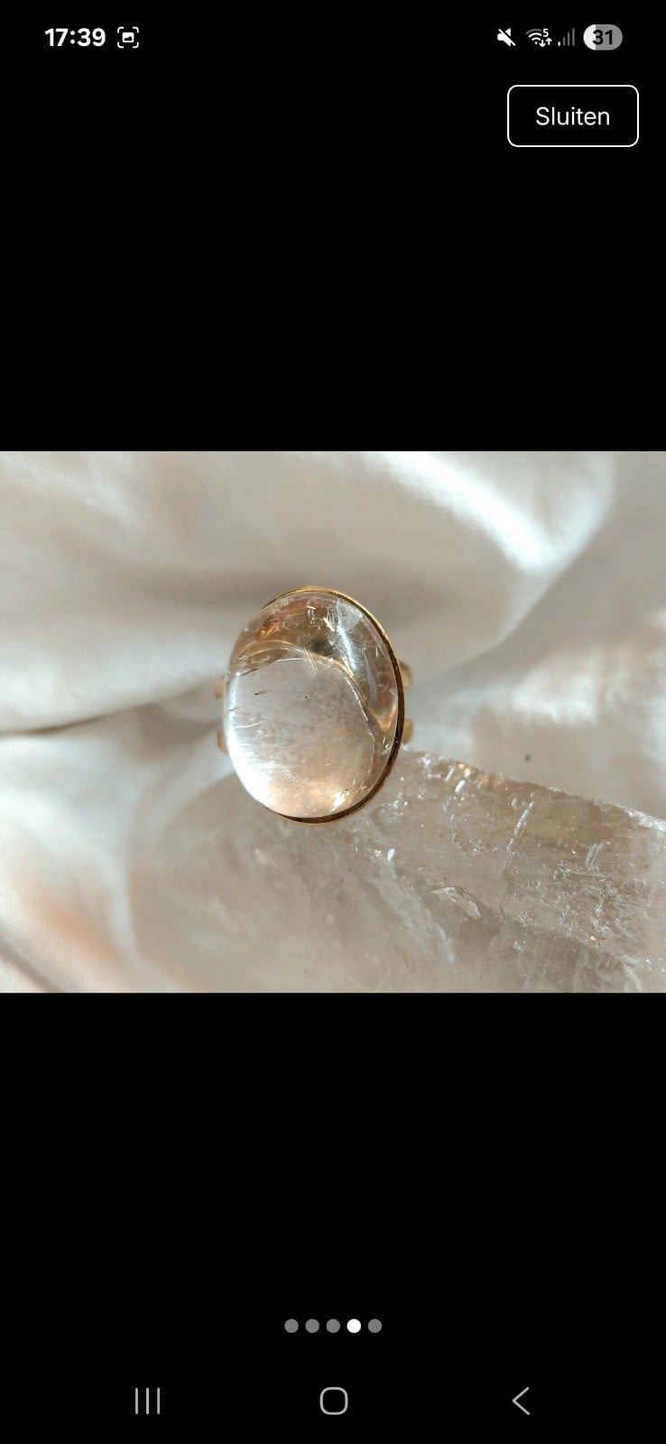 Verstelbare ring met bergkristal