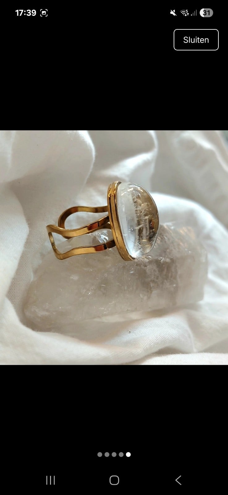 Verstelbare ring met bergkristal