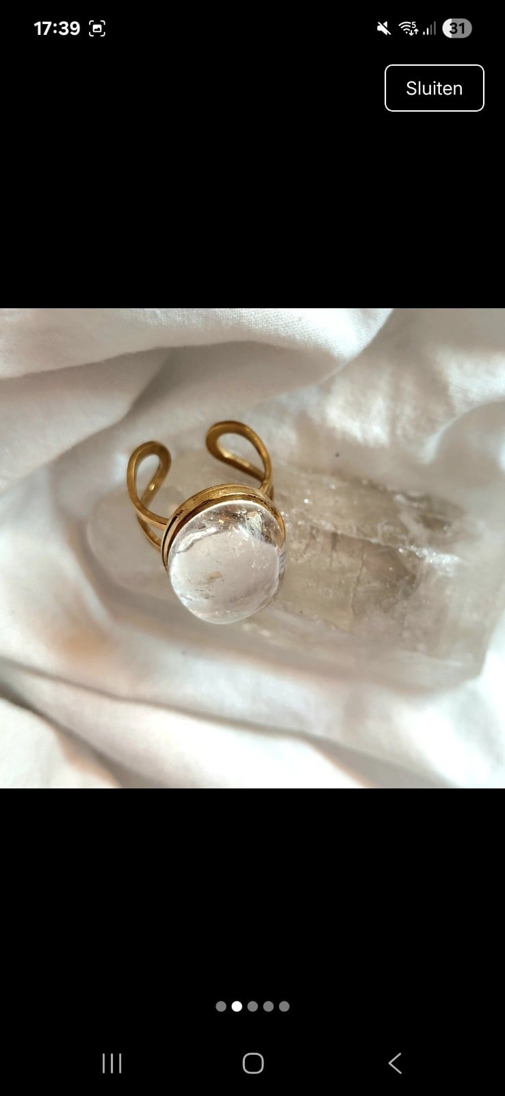 Verstelbare ring met bergkristal