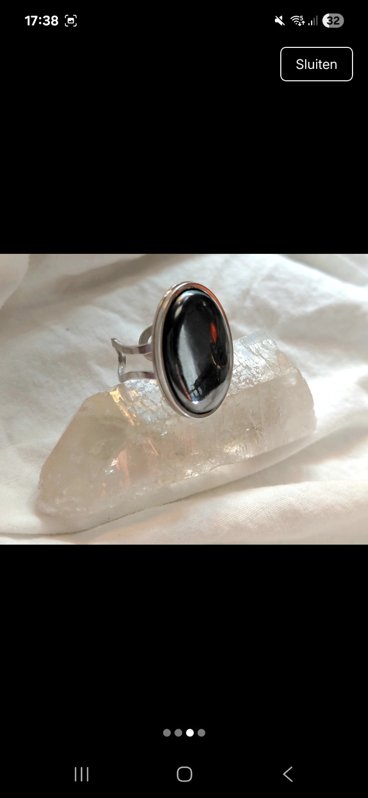 Verstelbare ring met hematiet - 142545 Verstelbare ring met hematiet