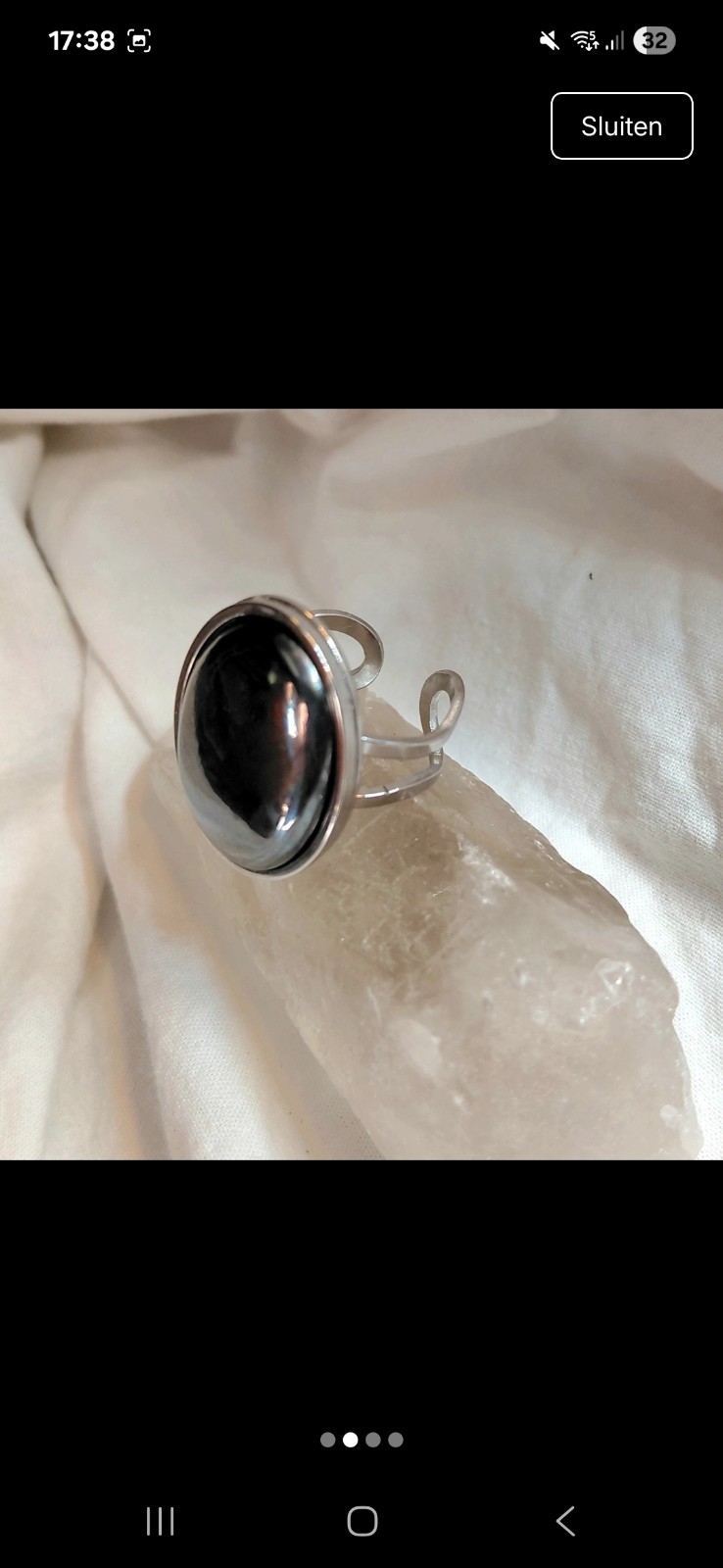 Verstelbare ring met hematiet - 142546 Verstelbare ring met hematiet