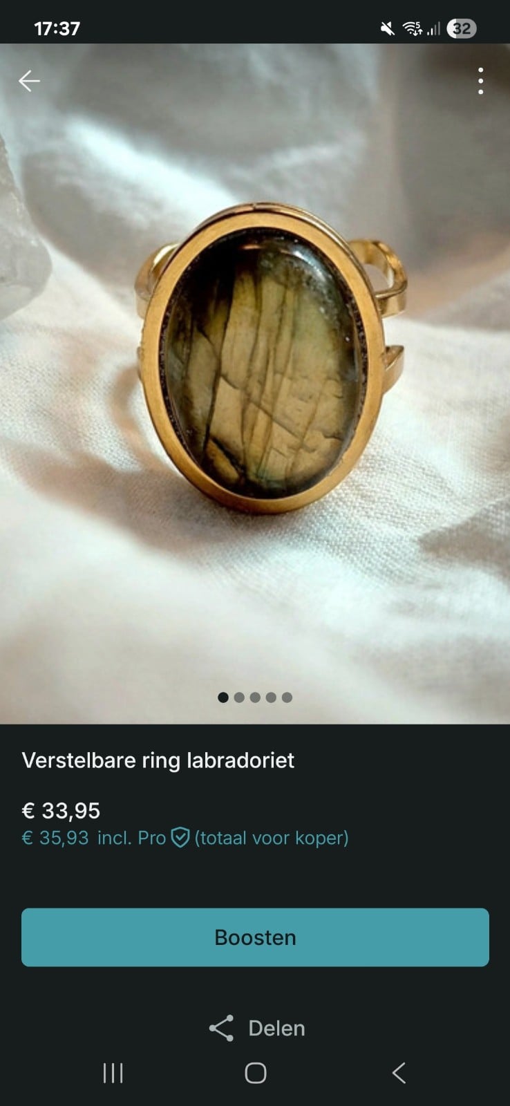 Verstelbare ring met labradoriet - 142565 Verstelbare ring met labradoriet